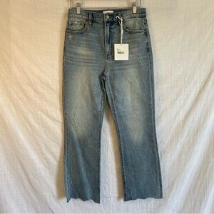 pistola High Rise Straight Crop Jeans in Light Blue Wash